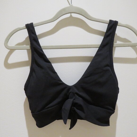 ROBIN PICCONE Ava Knot Bikini Top in Black Minimalist Stretch Preppy - Size XS - Picture 2 of 12